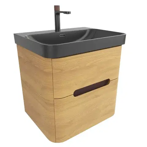 Kúpeľňový nábytok Kúpeľňová skrinka s umývadlom SAT Fusion 57,5x53x45 cm dub medový mat SATFUSION260DMBKMB SATFUSION260DMBKMB