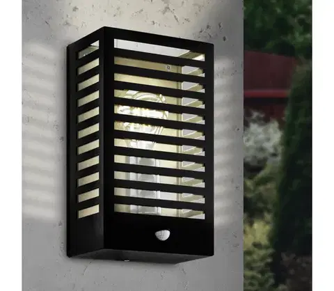 Svietidlá Eglo 900137- Vonkajšie nástenné svietidlo so senzorom ALAMONTE 1xE27/60W/230V IP44 900137