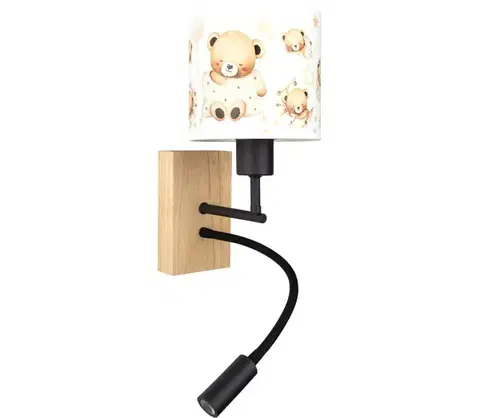 Svietidlá BRILAGI - flexibilná LED lampa BOBO WOOD 1xE27/25W/230V + LED/3W dub/čierna/biela/medová BG1564+BG5590