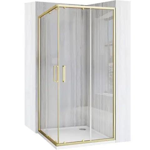 Sprchovacie kúty REA/S - Sprchovací kút City 80x80 Gold Brush So sprchovou vaničkou Savoy black KPL-K6447