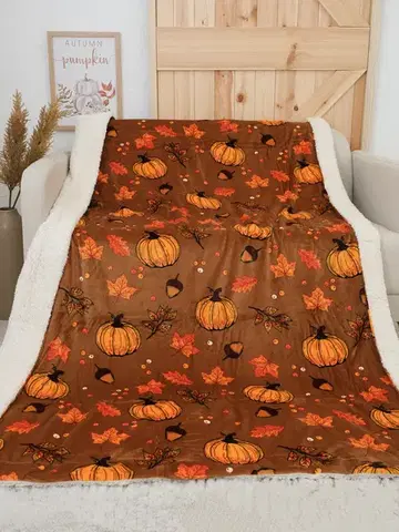 Deky MKLozkoviny.sk Baránková deka mikroplyš Exclusive 150 × 200 cm – Tekvicové kúzlo