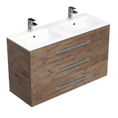 Kúpeľňový nábytok Kúpeľňová skrinka s umývadlom SAT Cube Way 120x76,5x46 cm dub Wellington mat CUBE461203DWMOD CUBE461203DWMOD