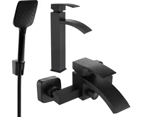 Kúpeľňové batérie MEXEN/S - Libra R62 Set umývadlovej a vaňovej batérie s príslušenstvom, čierna 745113R62-70