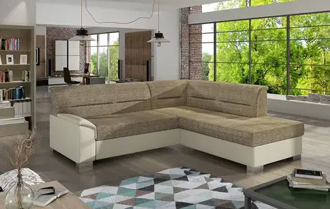 Sedacie súpravy NABBI Balmi P rohová sedačka s rozkladom a úložným priestorom cappuccino / béžová