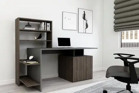 Písacie stoly Písací stôl Melis - Walnut, Anthracite