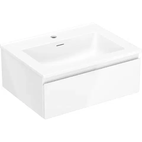 Kúpeľňový nábytok MEXEN/S - Orio kúpeľňová skrinka 60 cm s umývadlom Otis, 1 šuplík, biela lesk 91A10-06023-1-BF00-W18M00