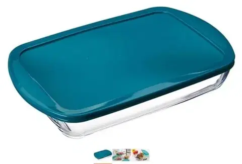 Pekáče a zapekacie misy PYREX Misa / pekáč hranatý s plastovým vekom, 40x27x7cm, 4,9L, sklo číre PYREX