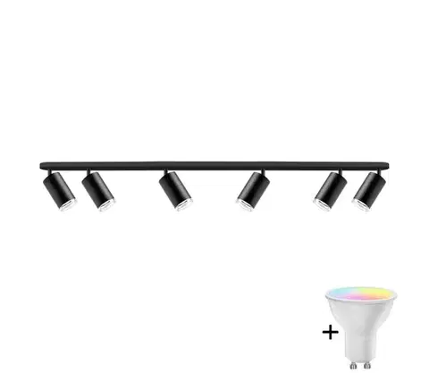 Svietidlá  LED RGBW Stmievateľné kúpeľňové bodové svietidlo TURYN 6xGU10/6,5W/230V IP44 čierne SA1946+AI2320