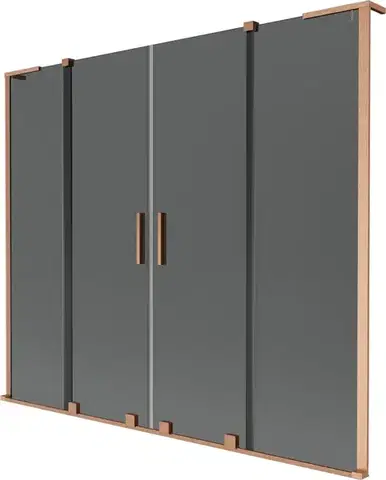 Sprchové dvere MEXEN/S - Velar L Duo dvojkrídlová posuvná vaňová zástena 180 x 150, grafit, meď kartáčovaná 896-180-003-42-65