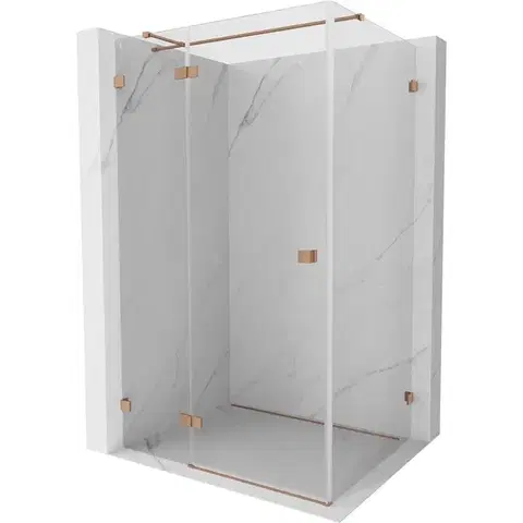Sprchovacie kúty MEXEN/S - Lunar T sprchovací kút dvere krídlové ľavá 140 x 120, transparent, meď kartáčovaná 834T-140-120-65-00-L