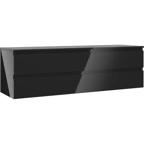 Kúpeľňový nábytok MEXEN/S - Orio kúpeľňová skrinka pod umývadlo 160 cm s doskou, 2 zásuvky, čierna lesk 91A10-16047-2-BFFC70