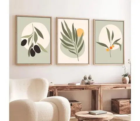 Obrazy  SADA 3x Obraz vo fotorámčeku 50x70 cm listy 693BSE1173