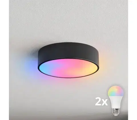 Svietidlá BRILAGI - LED RGBW stmievateľné stropné svietidlo CLARE 2xE27/12W/230V čierne BG0568+2xAI0819