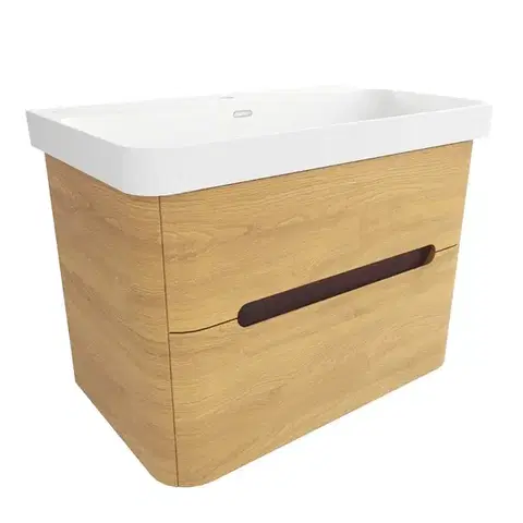 Kúpeľňový nábytok Kúpeľňová skrinka s umývadlom SAT Fusion 77,5x53x45 cm dub medový mat SATFUSION280DMMW SATFUSION280DMMW