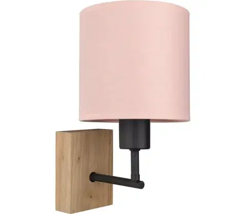 Svietidlá BRILAGI - Nástenné svietidlo BOBO WOOD 1xE27/25W/230V dub/čierna/ružová BG1561+BG5582