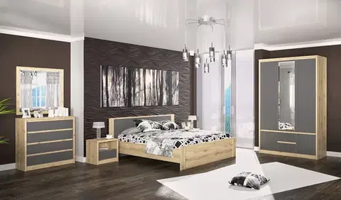 Spálňové zostavy NABBI Daicos spálňa dub artisan / sivá