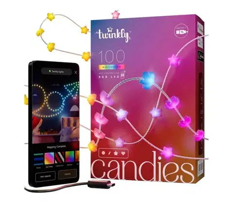 Vianočné dekorácie Twinkly TWKS100RGB-T - Stmievateľná RGB LED reťaz 100 × LED, 8 m, USB, Wi-Fi TWKS100RGB-T