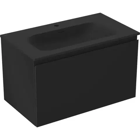 Kúpeľňový nábytok MEXEN/S - Orio kúpeľňová skrinka 80 cm s umývadlom Vela, 1 šuplík, čierna mat 91A10-08047-1-BF71-W23M71