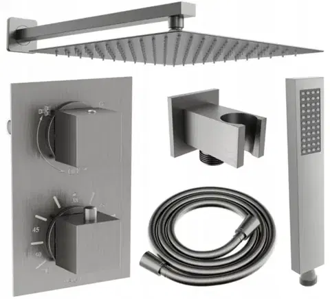 Kúpeľňové batérie MEXEN/S MEXEN/S - Cube DR02 podomietkový sprchový SET + slim sprcha 30, grafit 77502DR0230-66