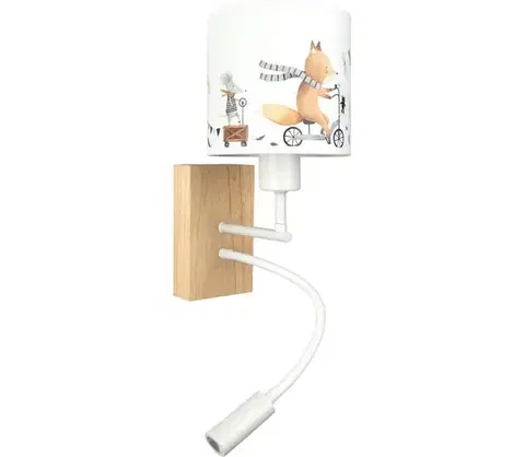 Svietidlá BRILAGI - flexibilná LED lampa BOBO WOOD 1xE27/25W/230V + LED/3W dub/biela/zvieratká BG1565+BG5578