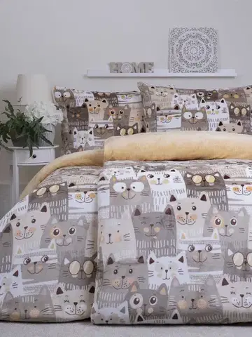 Obliečky MKLozkoviny.sk Francúzske obliečky mikroplyš Exclusive – Mačacia invázia - 220 × 200 cm - 70 x 90 cm