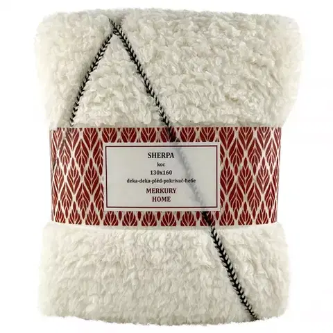 Ozdobné prikrývky Deka Sherpa 130x160 béžová Merkury Home