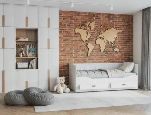 Postele ArtAJ Rozkladacia posteľ EMMELINE s matracom | biela 80 x 200 cm