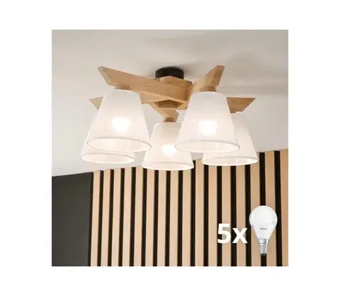 Svietidlá BRILAGI - LED  Prisadený luster ANTHONY 5xE14/40W/230V dub/biela 8590828610748