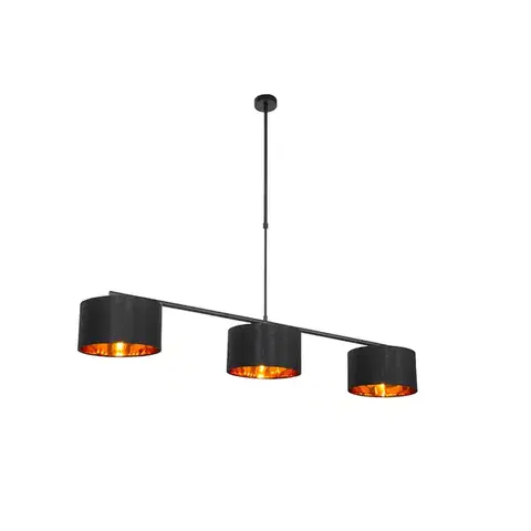 Závesné svietidlá Moderné závesné svietidlo čierne so zlatom 125 cm 3-žiarovkové - VT 3