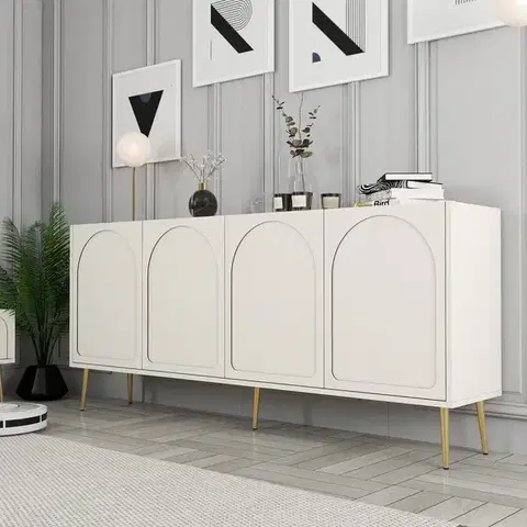 Komody Konzolový stolík Lyon 80 - Cream, Gold