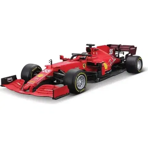 Vláčiky a autíčka BBurago Bburago 1:43 Ferrari Racing F1 SF21 55 (Carlos Sainz) with helmet - hard case