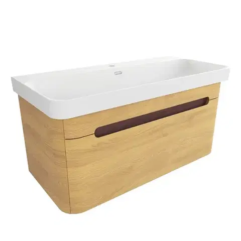 Kúpeľňový nábytok Kúpeľňová skrinka s umývadlom SAT Fusion 97,5x43x45 cm dub medový mat SATFUSION100DMMW SATFUSION100DMMW