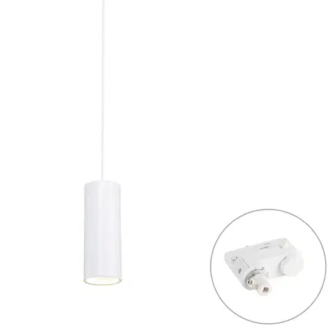 Koľajnicové svetelné systémy Dizajnová závesná lampa biela vrátane 3-fázového koľajnicového adaptéra - 3-fázové Tubo