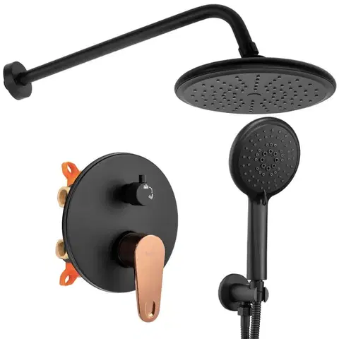 Kúpeľňové batérie REA REA - Sprchový set podomietkový MILD čierna/ružové zlato + BOX REA-P9143