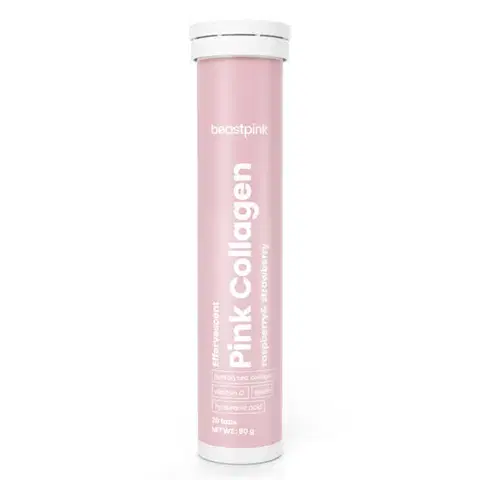 Kolagén na kĺby BeastPink Šumivý Pink Collagen 20 tab. jahodová malina