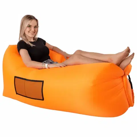 Sedacie vaky KONDELA Lebag nafukovací sedací vak oranžová