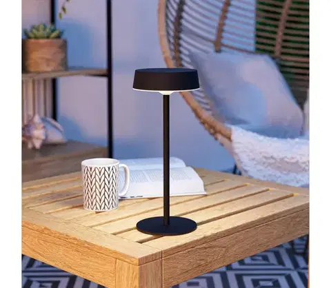 Lampy Eglo 75876-LED Solárne nabíjateľná stmievateľná stolová lampa SIMERI LED/3W/5V 1800mAh IP44 čierna 75876