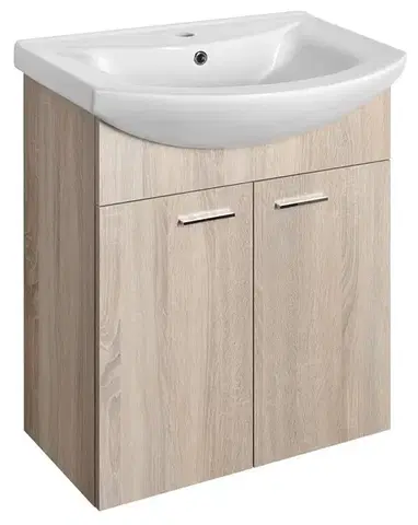 Kúpeľňový nábytok AQUALINE - ZOJA umývadlová skrinka 61,5x74x32,5cm, dub platin, 2x dvierka 51163