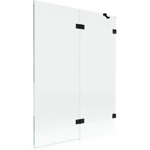 Sprchové dvere MEXEN/S - Lunar vaňová zástena 2-krídlová pravá 130 x 150, transparent, čierna 897-130-100-70-00-P