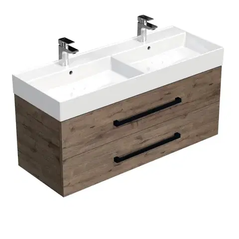 Kúpeľňový nábytok Kúpeľňová skrinka s čiernou úchytkou a umývadlom SAT Cube Way 120x53x46 cm dub Wellington mat CUBE46C1202DWSAT CUBE46C1202DWSAT