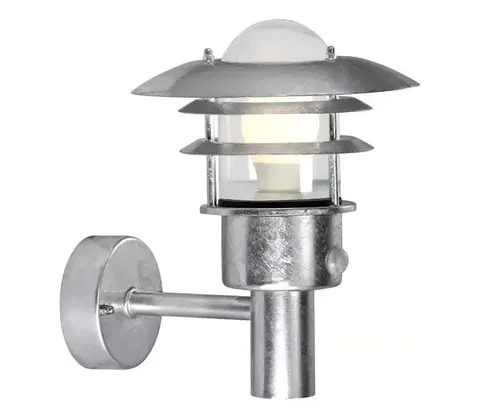 Svietidlá Nordlux - Vonkajšie nástenné svietidlo s pohybovým senzorom LONSTRUP 1xE27/60W/230V IP44 strieborné 71432031
