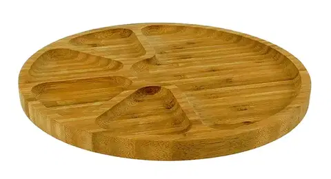 Podnosy a tácky MAKRO - Podnos delený kruh 24,5x1,5cm, bambus