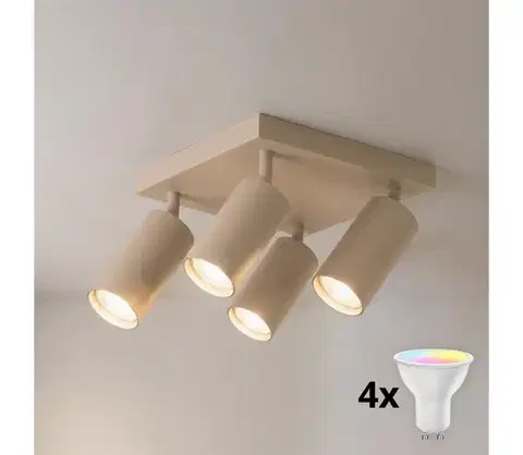 Svietidlá Brilagi - LED RGBW stmievateľné bodové svietidlo SELE SQUARE 4xGU10/6,5W/230V béžové BG5267+4xAI0589