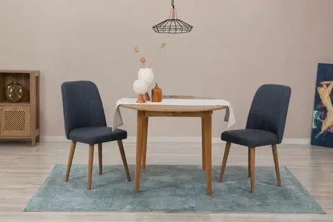 Jedálenské sety Jedálenský set s rozkladacím stolom a stoličkami (3 kusy) Vina 1048 - Atlantic Pine, Navy Blue