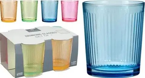 Poháre Kinekus Pohár na vodu sklenený 360ml 4ks, farebný mix