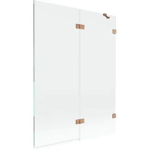 Sprchové dvere MEXEN/S - Lunar vaňová zástena 2-krídlová pravá 130 x 150, transparent, meď kartáčovaná 897-130-100-65-00-P