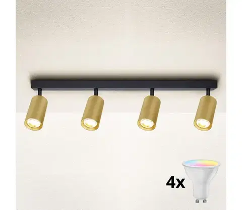 Svietidlá BRILAGI - LED RGBW stmievateľné bodové svietidlo SELE GOLDEN 4xGU10/4,8W/230V čierna/zlatá BG1008+4xAI2382