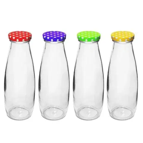 Shakery Kinekus Fľaška na sirup / šťavu TO48, 480ml, číre sklo, viečko bodky, balenie 6 ks
