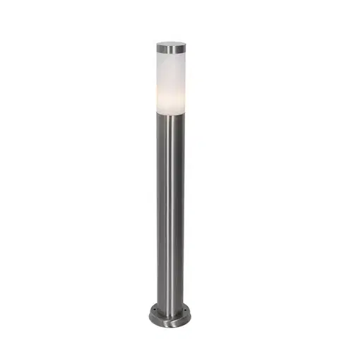 Zahradne stlpove lampy Moderná vonkajšia lampa na stĺp oceľ s opálom 80 cm IP44 - Rox