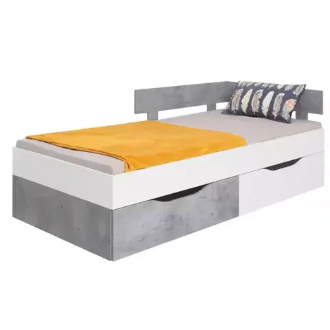 Postele pre dievčatá Posteľ  Sigma Si15  Biely Lux/betón